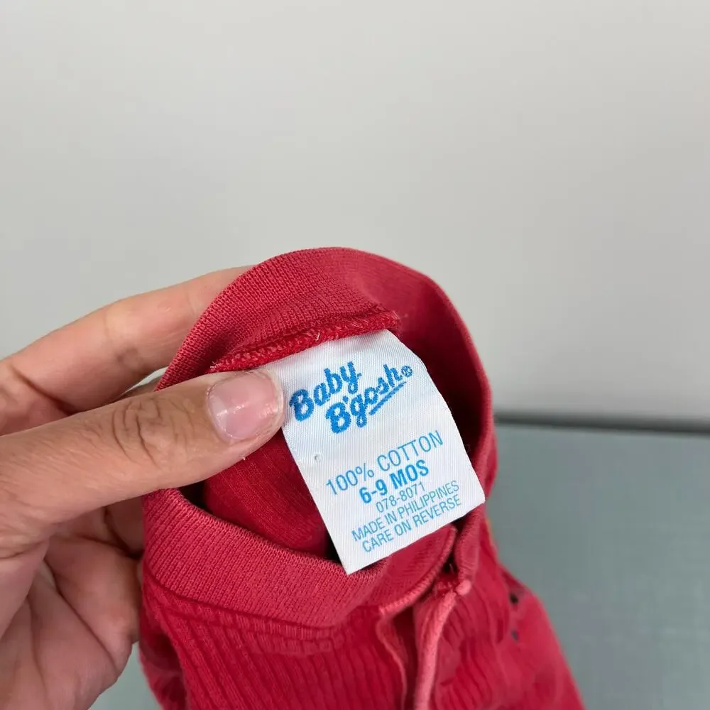 Vintage OshKosh B'gosh Ribbed Red Owl Bodysuit 6-9 Months